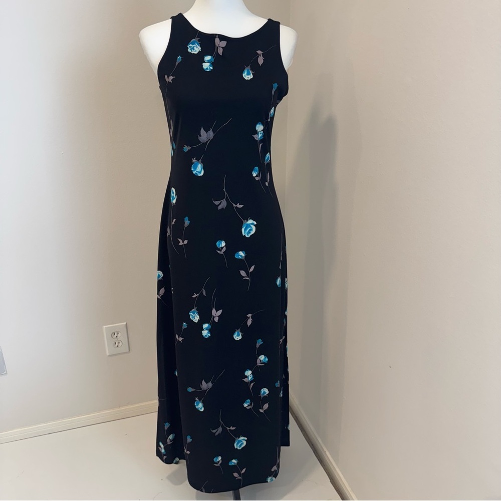 Jody Of California 90s Dress Sleeveless Dark Floral Whimsigoth Y2K Party HOCO M